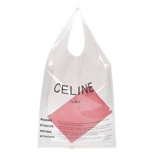 Celine cloudy pink gradient lambskin clutch with plastic PVC tote